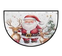 Axurera Tapis demi-rond, Père Noël, cerf d'hiver, sapin de Noël, paillasson lavable, pour entrée, salle de bain, chambre à coucher, décoration de vacances, paillasson antidérapant, 91,4 x 61 cm