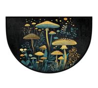 Axurera Tapis demi-rond, plante champignon dans la nuit noire, paillasson semi-circulaire lavable pour entrée, salle de bain, chambre à coucher, paillasson antidérapant, 91,4 x 61 cm