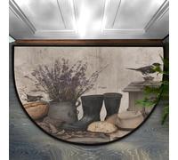 Axurera Tapis demi-rond rustique, bottes de ferme occidentale, chapeaux d'oiseaux, paillasson semi-circulaire lavable pour entrée, salle de bain, chambre à coucher, paillasson antidérapant, 91,4 x 61