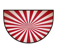 Axurera Tapis demi-rond, tapis rétro lavable, motif rayons du soleil rouge, lignes radiales pour intérieur, entrée, salle de bains, chambre à coucher, paillasson antidérapant, 91,4 x 61 cm