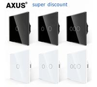 AXUS EU interrupteur tactile AC100-240V panneau de rétro-éclairage Led verre trempé applique murale interrupteurs sensoriels 1/2/3 Gang Interruttore black touch one