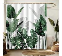 AXUWUH Rideau de Douche en Polyester tissé à Motif de Feuilles Vertes vibrantes, avec œillets, pour décoration de Salle de Bain, 90x150cm(35,43x59,06 Pouces)