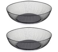 AXVRAV Lot de 2 corbeilles à fruits en métal, rondes et modernes, 28 x 8 cm, corbeille à fruits avec design ajouré - Bol à fruits peu profond pour le stockage des fruits, légumes et pain