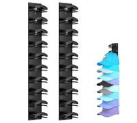AXVRAV Lot de 2 porte-chapeaux autocollants pour jusqu'à 20 chapeaux, avec adhésif puissant, rangement pour casquette de baseball, sans perçage, support mural multicouche, noir