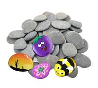AXVRAV Lot de 20 pierres plates à peindre, 5 à 8 cm, pierres décoratives naturelles, pierres de rivière naturelles, cailloux lisses, décoration d'aquarium, pour mandala, jardin zen, pots de fleurs et