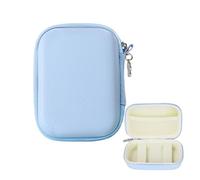 Axvxby Étui rigide multifonction pour appareil photo numérique Sony/Canon/Panasonic/Ricoh/Casio - Mini boîte de rangement rétro avec fermeture éclair et compartiment en maille, bleu, Classique