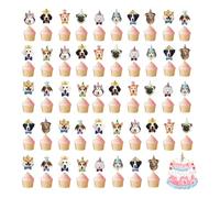 Axvxby Lot de 48 décorations de gâteau pour chien - Décoration de gâteau et cupcake - Pour les amoureux des chiens - Décoration de fête