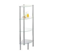Axxentia Bad 282134 Solanio Meuble d'angle 4 étagères Chromé Fond en verre 30 x 30 x 108 cm
