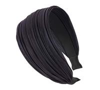 axy Bandeau large en tissu plissé avec aspect lin pour femmes - Accessoire capillaire HR32A, gris foncé, 1 stück (1er Pack)