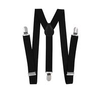 axy Bretelles en Y pour enfant garçon - Largeur : 2,5 cm - Avec 3 clips solides - Combinables avec nœud papillon - Couleurs unies HTK25-1, Noir , 7-12 ans