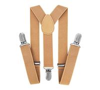 axy Bretelles en Y pour enfant garçon - Largeur : 2,5 cm - Avec 3 clips solides - Combinables avec nœud papillon - Couleurs unies HTK25-1, beige, 7-12 ans