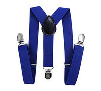 axy Bretelles en Y pour enfant garçon - Largeur : 2,5 cm - Avec 3 clips solides - Combinables avec nœud papillon - Couleurs unies HTK25-1, bleu, 7-12 ans