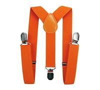 axy Bretelles en Y pour enfant garçon - Largeur : 2,5 cm - Avec 3 clips solides - Combinables avec nœud papillon - Couleurs unies HTK25-1, Orange, für Kinder (6 Monaten - 6 Jahre alt)