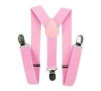 axy Bretelles en Y pour enfant garçon - Largeur : 2,5 cm - Avec 3 clips solides - Combinables avec nœud papillon - Couleurs unies HTK25-1, Rose, 7-12 ans