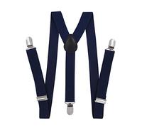 axy Bretelles en Y pour enfant garçon - Largeur : 2,5 cm - Avec 3 clips solides - Combinables avec nœud papillon - Couleurs unies HTK25-1, bleu/noir, 7-12 ans