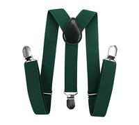 axy Bretelles en Y pour enfant garçon - Largeur : 2,5 cm - Avec 3 clips solides - Combinables avec nœud papillon - Couleurs unies HTK25-1, vert, 7-12 ans