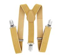 axy Bretelles en Y pour enfant garçon - Largeur : 2,5 cm - Avec 3 clips solides - Combinables avec un nœud papillon - Couleurs unies, Doré (avec fils pailletés), Taille unique