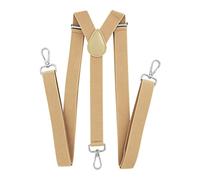 axy Bretelles pour homme avec 3 mousquetons robustes 2,5 cm de large en forme de Y réglable en continu, beige, taille unique