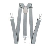 axy Bretelles pour homme avec 3 mousquetons robustes 2,5 cm de large en forme de Y réglable en continu, gris, taille unique
