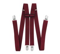 axy Bretelles pour homme de 2,5 cm de large en forme de H avec 4 clips de bretelles extra solides réglables en longueur, rouge bordeaux, taille unique