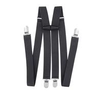 axy Bretelles pour homme de 2,5 cm de large en forme de H avec 4 clips de bretelles extra solides réglables en longueur, gris foncé, taille unique