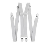 axy Bretelles pour homme de 2,5 cm de large en forme de H avec 4 clips de bretelles extra solides réglables en longueur, gris clair, taille unique