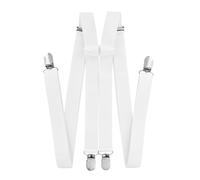 axy Bretelles pour homme de 2,5 cm de large en forme de H avec 4 clips de bretelles extra solides réglables en longueur, Blanc., taille unique