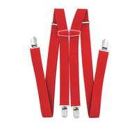 axy Bretelles pour homme de 2,5 cm de large en forme de H avec 4 clips de bretelles extra solides réglables en longueur, rouge, taille unique