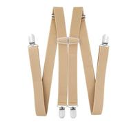 axy Bretelles pour homme de 2,5 cm de large en forme de H avec 4 clips de bretelles extra solides réglables en longueur, beige, taille unique