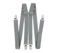 axy Bretelles pour homme de 2,5 cm de large en forme de H avec 4 clips de bretelles extra solides réglables en longueur, gris, taille unique