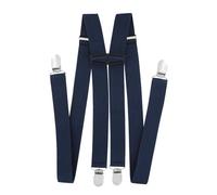 axy Bretelles pour homme de 2,5 cm de large en forme de H avec 4 clips de bretelles extra solides réglables en longueur, bleu/noir, taille unique