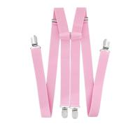 axy Bretelles pour homme de 2,5 cm de large en forme de H avec 4 clips de bretelles extra solides réglables en longueur, Rose, taille unique
