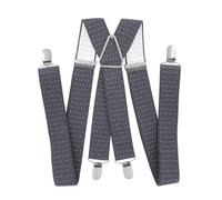 axy® Bretelles pour homme de 3,5 cm de large avec 4 clips solides en forme de X HT352 (pois gris et blancs)
