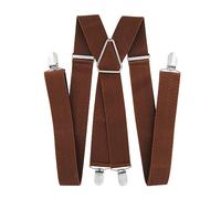 axy Bretelles pour homme - Largeur : 3,5 cm - En forme de X - Avec 4 clips de bretelles extra solides - Longueur réglable de 35 mm, marron clair, taille unique