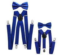 Axy Ensemble avec bretelles et nœuds papillons pour un look assorti père-fils Kit pour homme/femme/enfant bleu Blau (Herren 2,5cm + Kinder Hosenträger Breit 2,5cm)