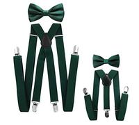 Axy Ensemble avec bretelles et nœuds papillons pour un look assorti père-fils Kit pour homme/femme/enfant vert Grün (Herren 2,5cm + Kinder Hosenträger Breit 2,5cm)
