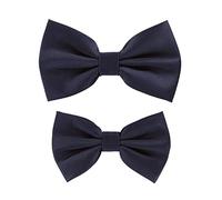 axy Ensemble de mouches père-fils au look partenaire Premium dans une boîte cadeau, déjà noué et réglable, nœud papillon en soie pour homme, enfant, garçon FLIP3, Bleu marine, taille unique