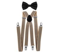 axy Ensemble nœud papillon et bretelles en forme de X avec 4 attaches solides - Beige -