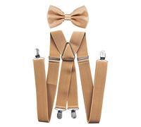 axy Ensemble nœud papillon et bretelles en forme de X avec 4 attaches solides - Beige -