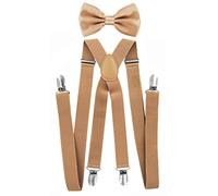 axy Ensemble nœud papillon et bretelles en forme de X avec 4 attaches solides - Beige -