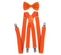 axy Ensemble nœud papillon et bretelles en forme de X avec 4 attaches solides - Orange -