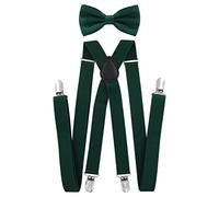 axy Ensemble nœud papillon et bretelles en forme de X avec 4 attaches solides - Vert -