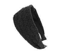 axy HR25B Serre-tête large, avec tissu en dentelle structurée, pour femme, noir, large