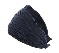 axy HR32B Serre-tête large avec tissu plissé aspect tissu - Magnifique bandeau pour cheveux - Serre-tête pour cheveux - Bleu marine