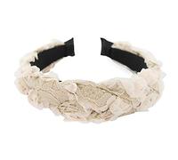 axy HRBLU1 Serre-tête avec couronne de fleurs - Magnifique look vintage pour mariage - Accessoire de cheveux pour femme - Beige