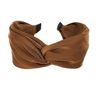 axy HRD3 Serre-tête large avec nœuds raffinés - Revêtement en satin - Serre-tête pour femme (marron)
