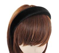 axy HRK10B Serre-tête rembourré en velours pour femme - Large bandeau de cheveux - Noir