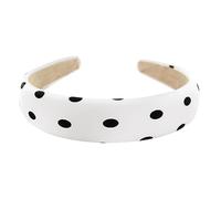 axy HRK2P Serre-tête large avec tissu rembourré et motif à pois - Magnifique bandeau, serre-tête pour cheveux, bandeau pour cheveux (blanc)