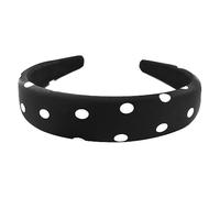 axy HRK2P Serre-tête large avec tissu rembourré et motif à pois - Magnifique bandeau, serre-tête pour cheveux, bandeau pour cheveux (noir)