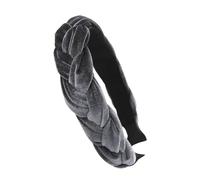 axy HRZ3 Serre-tête tressé, en velours, aspect tressé, pour femme, serre-tête, HRZ3, gris, large
